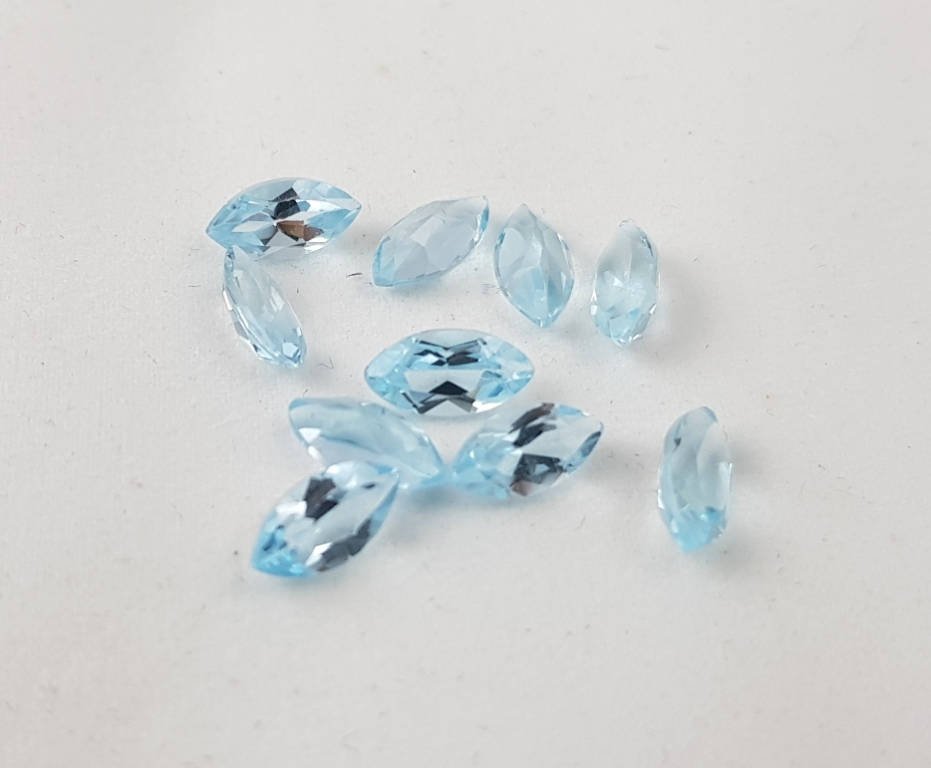 Natural Blue Topaz Gemstone Lot, Faceted Marquise Cut, 4x8mm, Loose Gemstone - Image 4