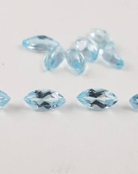 Natural Blue Topaz Gemstone Lot, Faceted Marquise Cut, 4x8mm, Loose Gemstone
