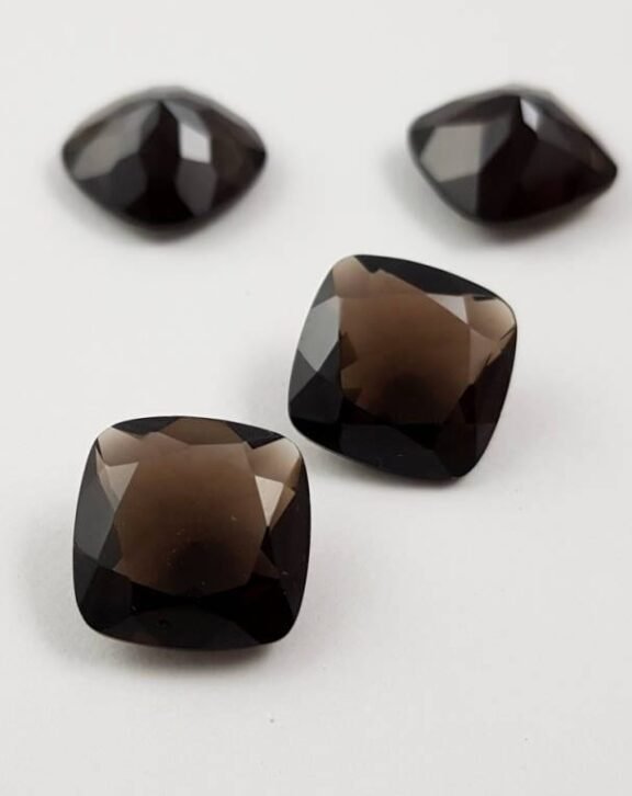 Natural Smoky Quartz Cushion Cut Gemstone | 14mm AAA Faceted Loose Stone for Jewelry Making