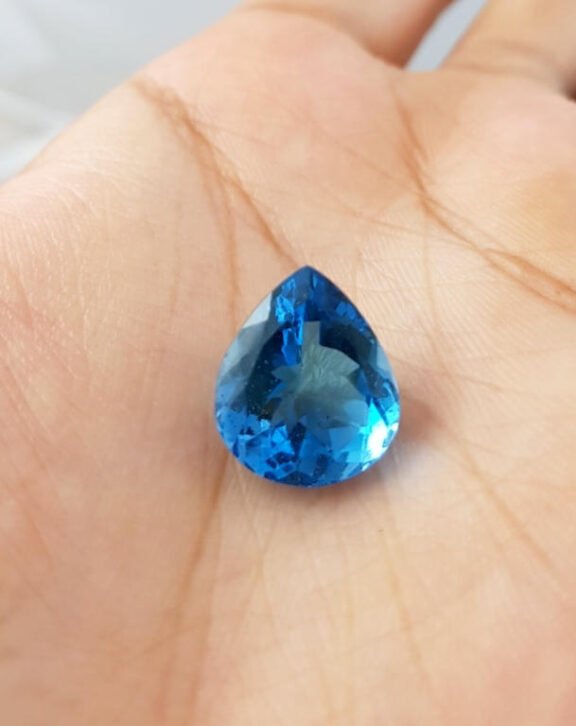 AAA++ Natural London Blue Topaz 12x14 MM Faceted Pear Beautiful Color and Luster | Lndon Blue Topaz Pear Cut |For Ring | Pendant |(BT-5)