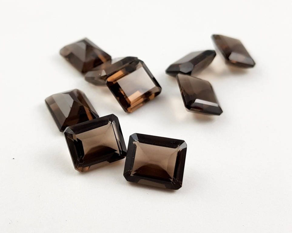 AAA Natural Smoky Quartz Octagon, Faceted Loose Gemstone (9X11MM, 10X12MM) - Image 2
