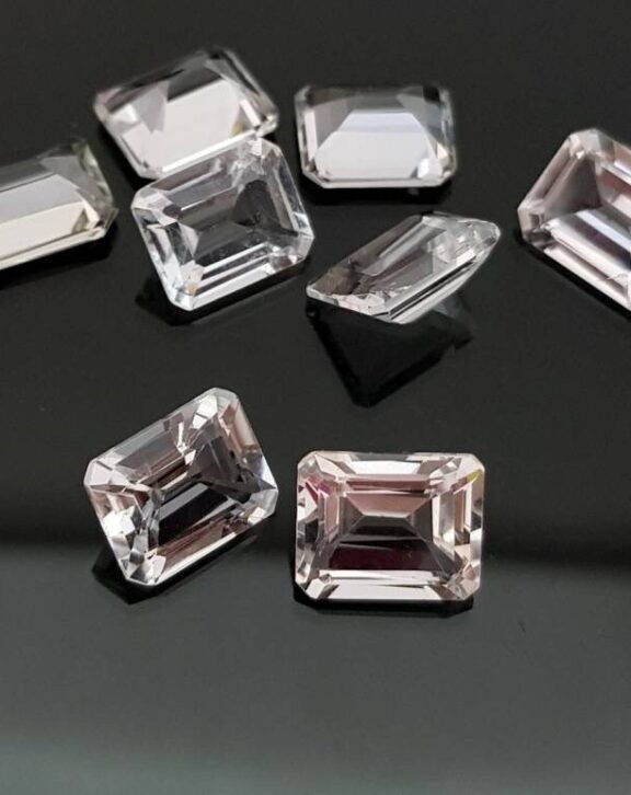 White Topaz Gemstone Lot, 8x10mm Octagon Faceted Cut