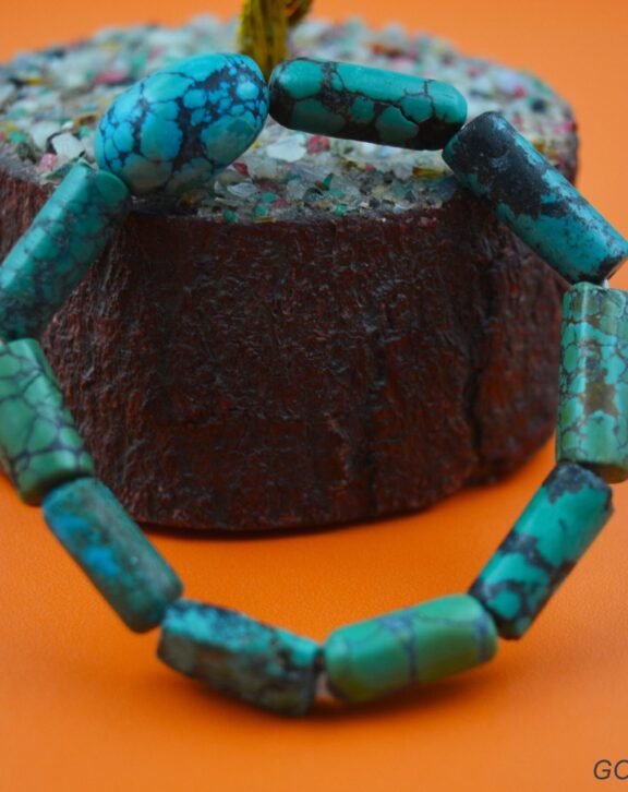 AAA++ Natural Tibetan Turquoise Free Size Bracelet | 20x7 MM Tube Turquoise Bracelet | Exclusive Tibetan Turquoise Bracelet | GG#88