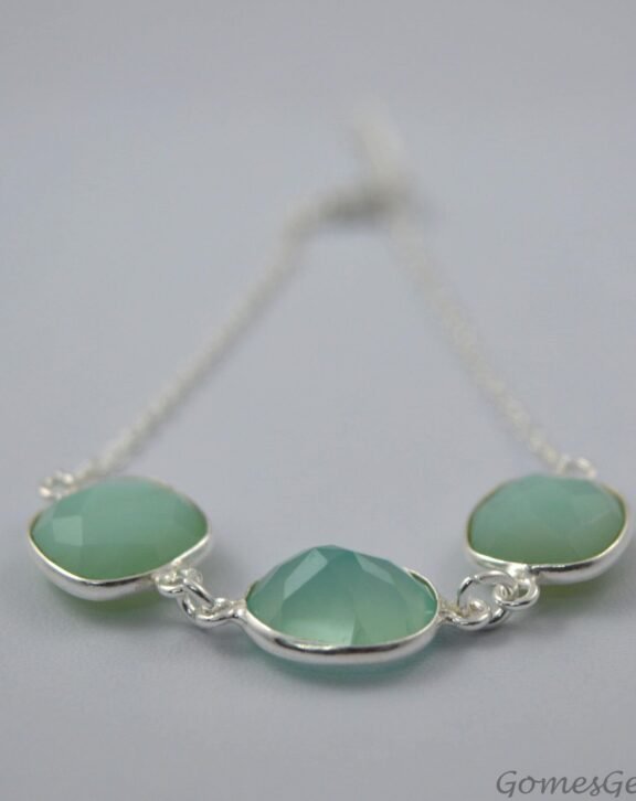 AAA++ Natural Chalcedony Faceted Bracelet With 925 Sterling Silver | Beaded Bracelet | Chalcedony Cut Bracelet | Chalcedony Bracelet | GG#