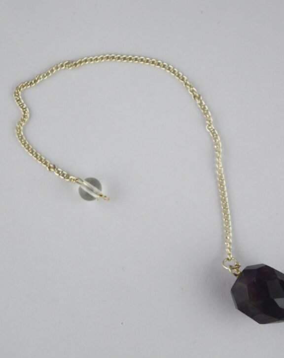 Natural Amethyst Faceted German Silver Pendulum With Crystal Round Beads | Healing Pendulum