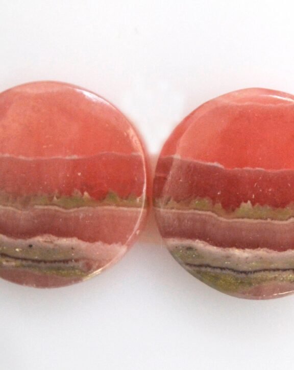 AAA++Natural Rhodochrosite Flat Round Pair For Jewelry Making 20mm Cabochons | Mother's Day Sale | Rhodochrosite Rare Pair For Jewelery