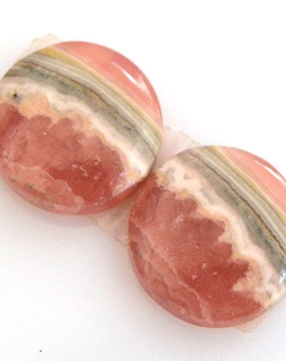 AAA++Natural Rhodochrosite Flat Round Pair For Jewelry Making 11mm Cabochons | Mother's Day Sale | Rhodochrosite Rare Pair For Jewelery