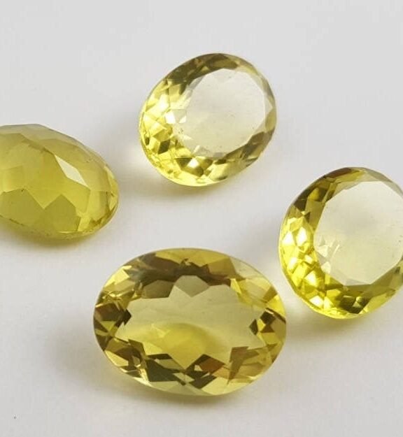 Faceted Lemon Quartz Gemstone, Oval 12x16mm, Loose Cabochon Lot