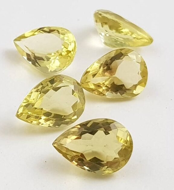 Lemon Quartz Gemstone: 10x14mm Faceted Pear Cabochon