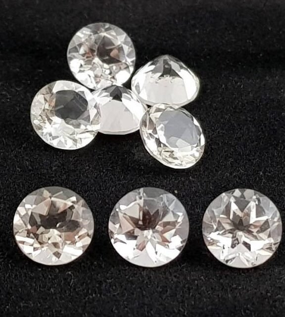 AAA White Topaz Gemstone, 8-9mm Round Faceted Cut