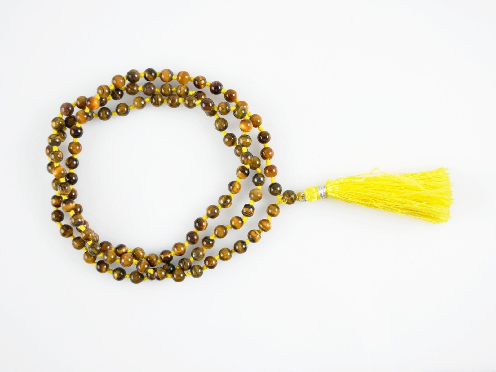 Real Tiger Eyes Gemstone Mala Spiritual Necklace 6mm, Hand Knotted 108 Mala Beads, 108 Mala Bead, Mala Tassel Necklace, JapaMala, Meditation