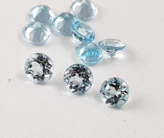 Natural Blue Topaz Gemstone Lot, AAA Faceted Round Cut, 3-5mm - Image 6
