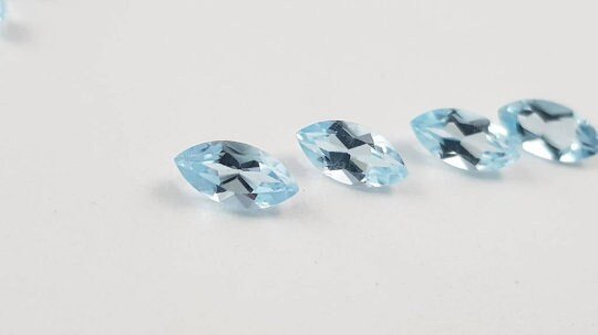 Natural Blue Topaz Gemstone Lot, Faceted Marquise Cut, 4x8mm, Loose Gemstone - Image 7