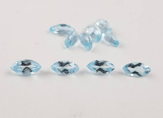 Natural Blue Topaz Gemstone Lot, Faceted Marquise Cut, 4x8mm, Loose Gemstone - Image 6