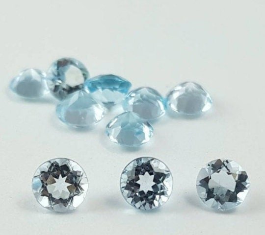 Natural Blue Topaz Gemstone Lot, AAA Faceted Round Cut, 3-5mm - Image 5