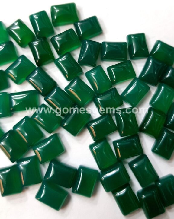 Natural Green Onyx Octagon Cabochon, Calibrated Gemstone (3x5 mm to 10x14 mm)