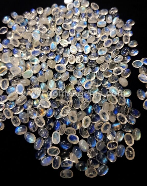 Natural Rainbow Moonstone Oval Cabochons: Calibrated Loose Gemstones