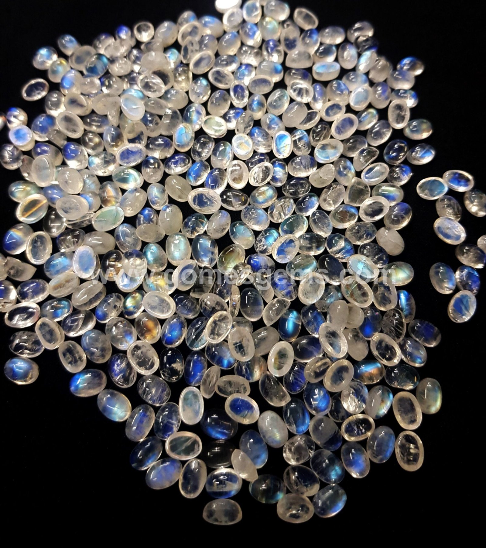 Natural Rainbow Moonstone Oval Cabochons: Calibrated Loose Gemstones