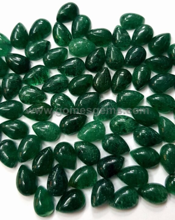 Natural Green Aventurine Pear Cabochon, Calibrated Gemstone (3x4 MM To 13x18 MM)