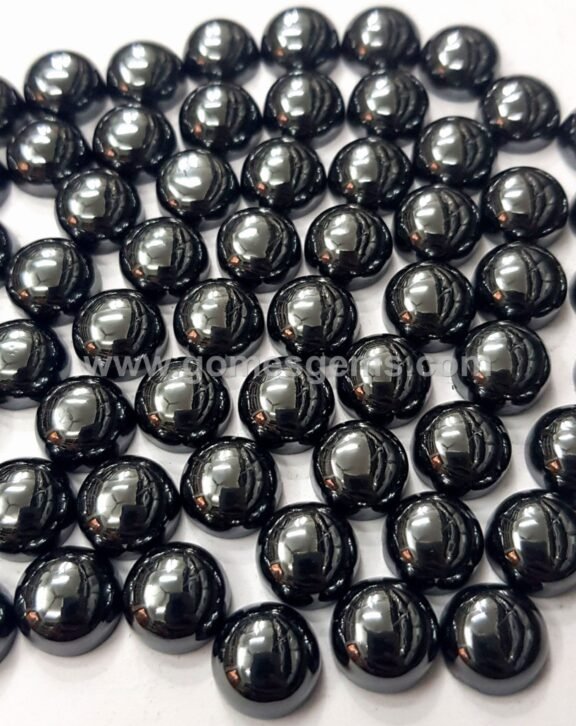 AAA Hematite Round Cabochons | Natural Black Gemstone Loose Stones (3mm–12mm)