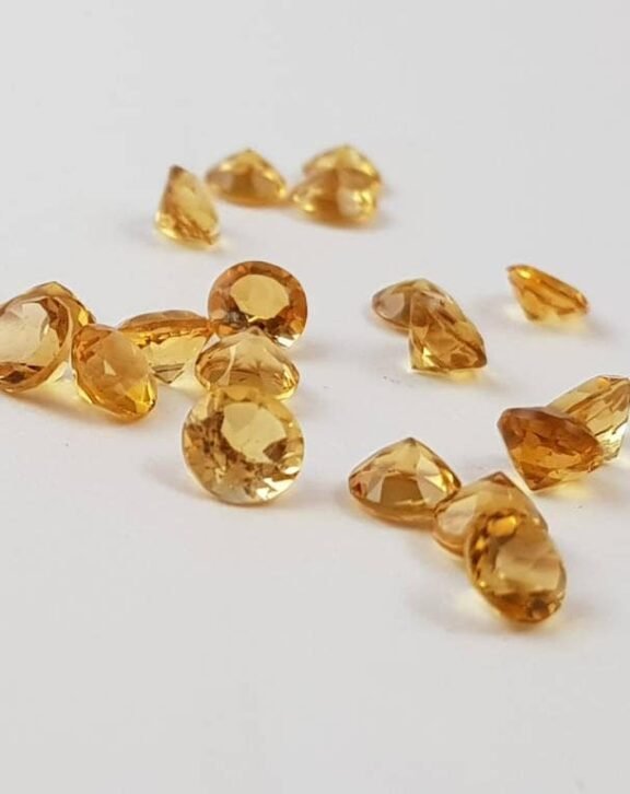 Natural Citrine Gemstone Lot 4mm 5mm – Faceted Round Loose Stones Wholesale